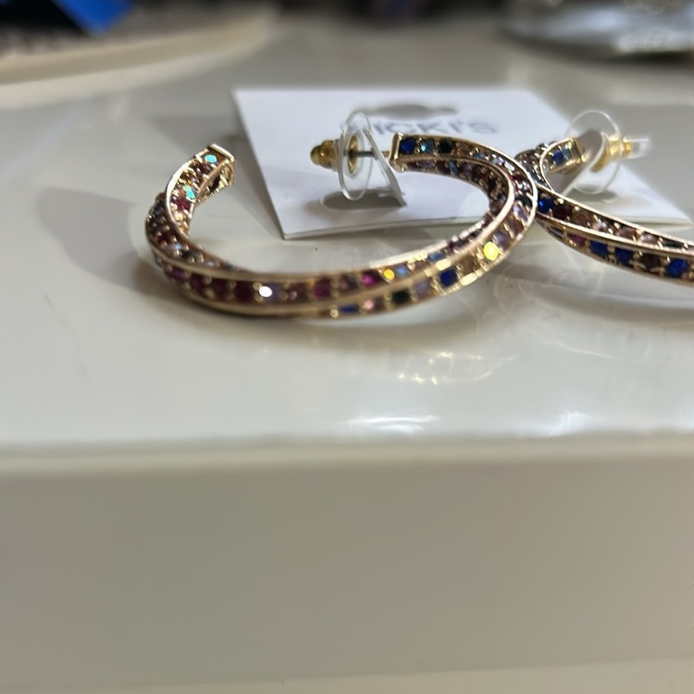 Multicolour Rhinestone hoops - Picture 4 of 7